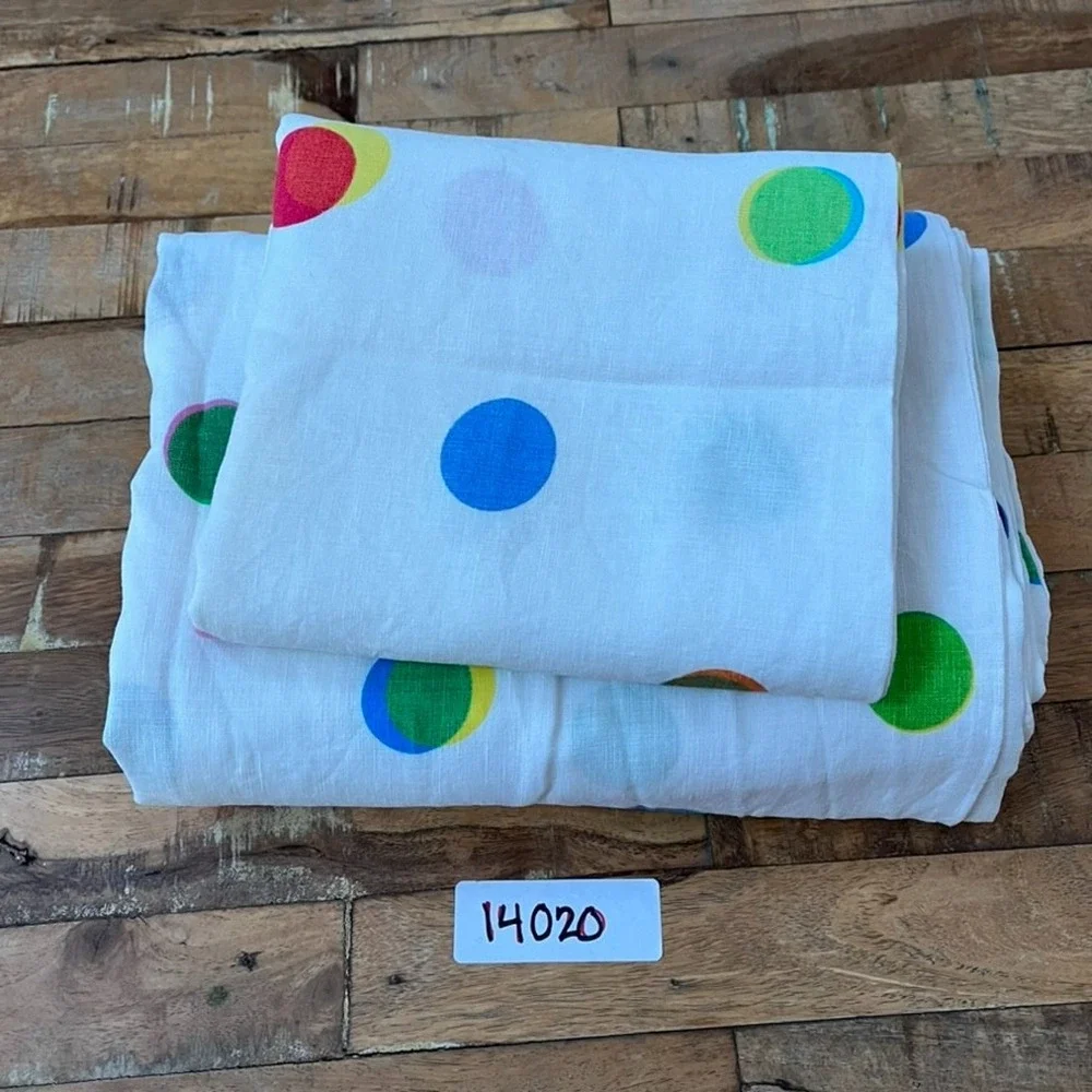 IKEA 100% Linen Rainbow Polka Dot 79x39.5 Duvet Cover and Pillowcase